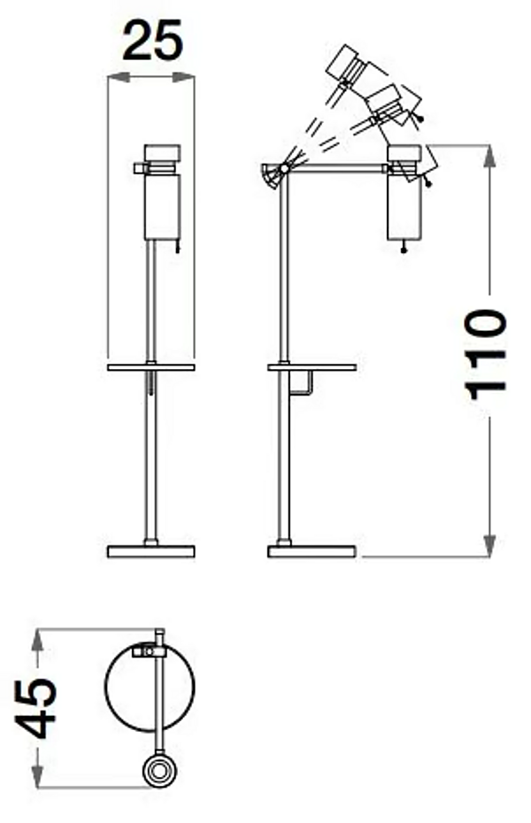 Lampe sur pied en métal ajustable avec étagère Sesto Senso CPRN HOMOOD S581 usine CPRN HOMOOD de l'Italie. Foto №2