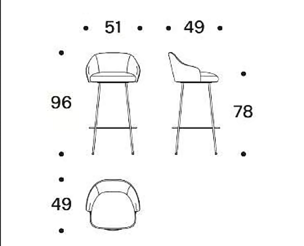 Tabouret rembourré en tissu avec dossier Isabelle Saba usine SABA de l'Italie. Foto №3
