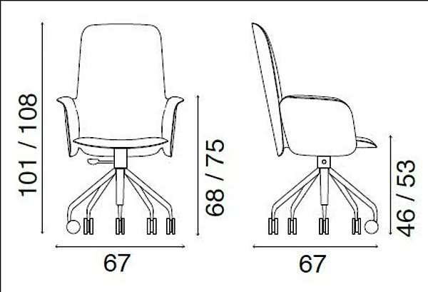 Chaise de bureau pivotante en cuir réglable en hauteur Electa haute FASEM ELECTA TALL BG usine FASEM de l'Italie. Foto №7