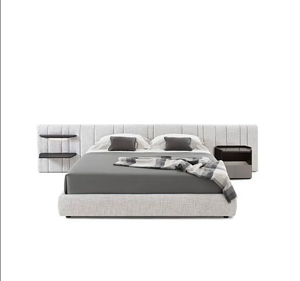 Lit double en tissu avec table de nuit intégrée et tête de lit rembourrée GIORGETTI Karphi Nap usine GIORGETTI de l'Italie. Foto №4