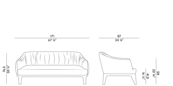 Canapé en tissu avec dossier rembourré Blossom 840 D Potocco 840/D usine POTOCCO de l'Italie. Foto №2