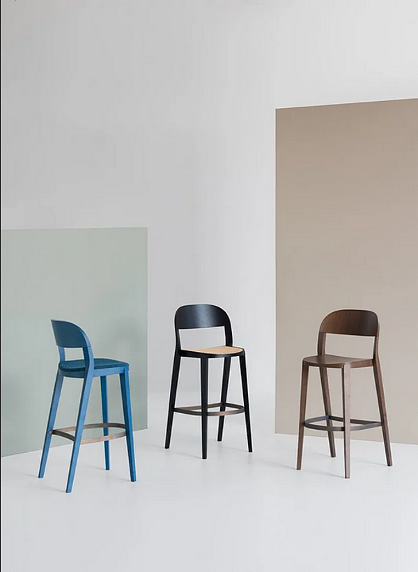 Tabouret haut en frêne avec dossier Potocco Minima 949 A 949/A usine POTOCCO de l'Italie. Foto №3