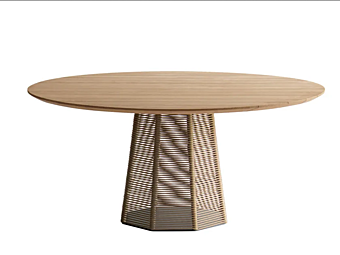 Table de jardin en frêne avec base recouverte de corde nautique Potocco Sophie 951 T 951/T