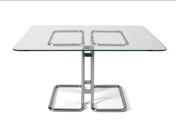 Table carrée en verre et acier Tucroma I 4 Mariani usine i 4 Mariani de l'Italie. Foto №1
