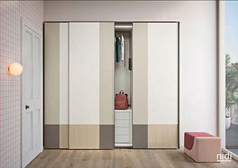 Armoire à portes coulissantes en bois Lila Nidi