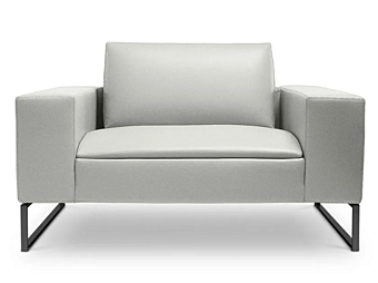 Fauteuil en cuir avec accoudoirs sur base traîneau Kubico I 4 Mariani
