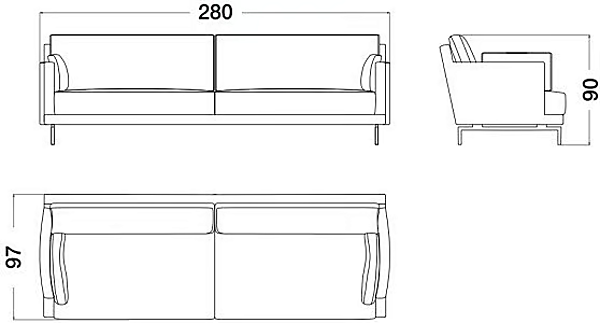 Canapé en cuir 4 places Sesto Senso CPRN HOMOOD S529 usine CPRN HOMOOD de l'Italie. Foto №2