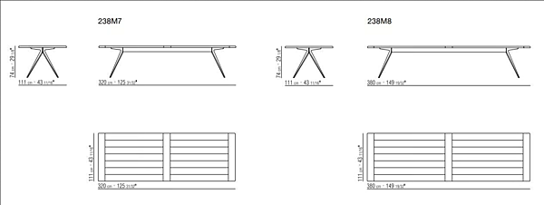 Table de jardin rectangulaire en iroko Zefiro FLEXFORM usine FLEXFORM de l'Italie. Foto №6