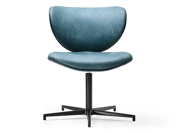 Chaise de bureau pivotante en cuir avec base à 5 branches Black Tie Kalida KAL10OF usine Black Tie de l'Italie. Foto №1