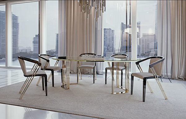 Table à manger ovale en verre Symphony Infinity Bizzotto Italia usine Bizzotto Italia de l'Italie. Foto №2