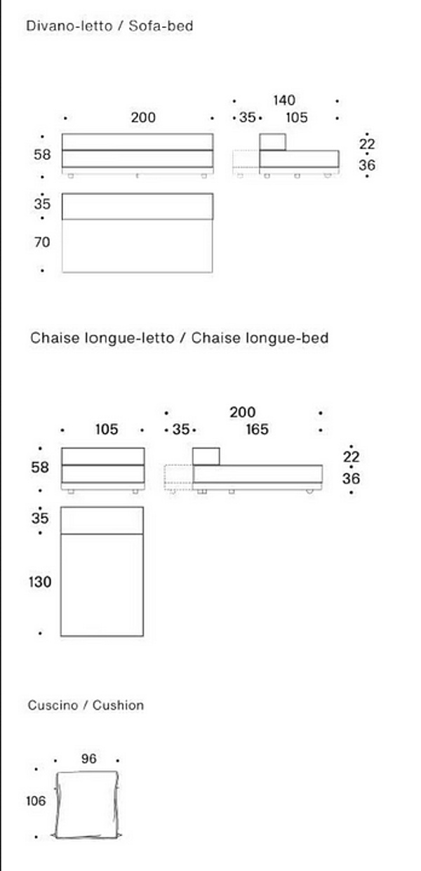 Canapé-lit en tissu avec dossier rembourré Saba Bed Breakfast usine SABA de l'Italie. Foto №9