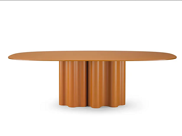 Table ovale en polyuréthane avec plateau en verre laqué Teatro Magico Saba usine SABA de l'Italie. Foto №1