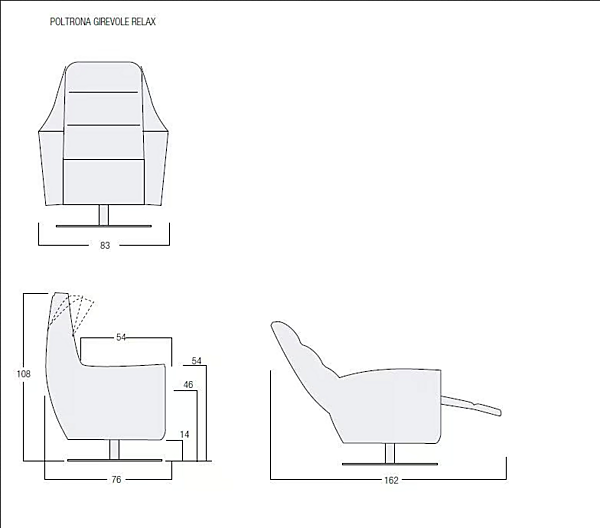 Fauteuil relax en cuir pivotant avec fonctions motorisées Egoitaliano Nora usine Egoitaliano de l'Italie. Foto №5