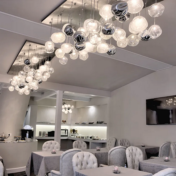 Lampe de plafond en verre de Murano artistique Desafinado 38 MULTIFORME PL7540Q-100-2 usine MULTIFORME de l'Italie. Foto №5