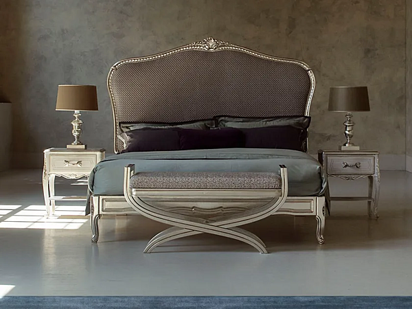 Lit double en bois avec tête de lit rembourrée Savio Firmino 3141 usine SAVIO FIRMINO de l'Italie. Foto №3