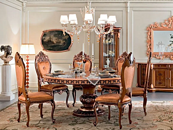 Table ronde en bois baroque pour salon Modenese Luxury Interiors 13142 Table ronde en bois baroque pour salon Modenese Luxury Interiors 13142 usine MODENESE GASTONE de l'Italie