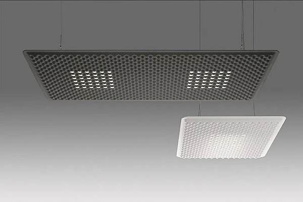 Panneau acoustique suspendu en tissu lampadaire œuf Matrix 800x800 Artemide usine Artemide de l'Italie. Foto №6