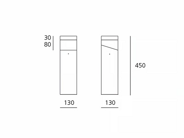 Lampe de balisage en aluminium moulé LED Tetragono Artemide T417100W00, T417200W00 usine Artemide de l'Italie. Foto №2