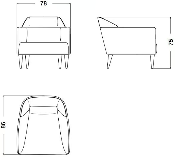 Fauteuil en cuir et tissu avec accoudoirs Eclipse CPRN HOMOOD E234 usine CPRN HOMOOD de l'Italie. Foto №3