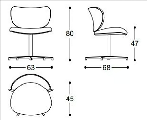 Chaise de bureau pivotante en cuir avec base à 5 branches Black Tie Kalida KAL10OF usine Black Tie de l'Italie. Foto №5