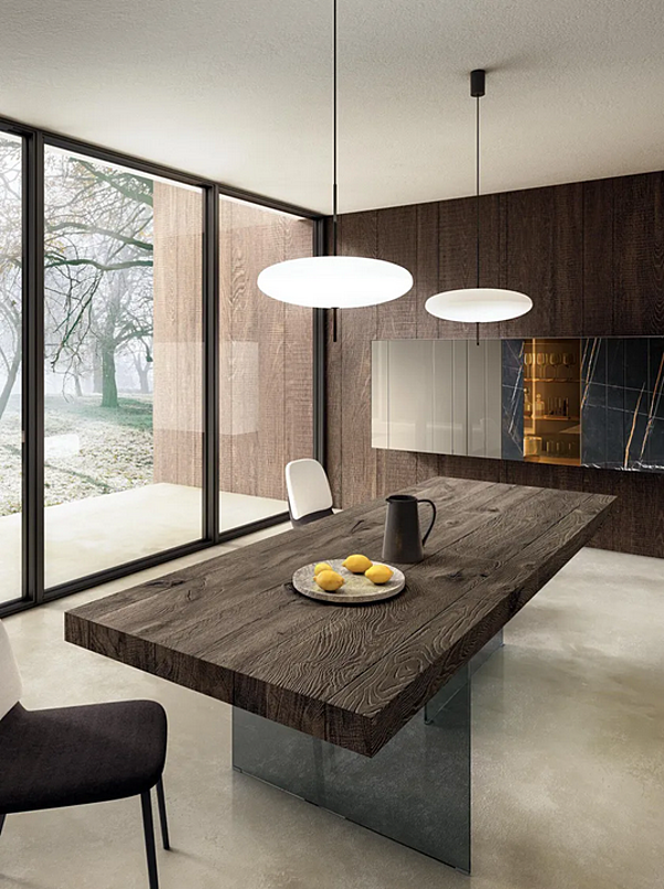 Table rectangulaire en bois et verre AIR LAGO 2170W 2170W usine LAGO de l'Italie. Foto №3