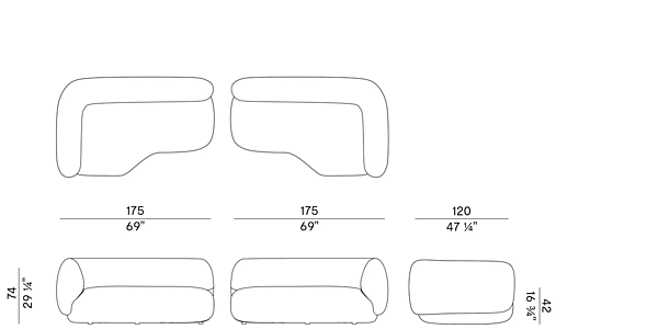 Canapé modulable en tissu Jade 953 D Potocco 953/D usine POTOCCO de l'Italie. Foto №9