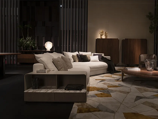 Canapé modulable en cuir avec méridienne GIORGETTI Skyline usine GIORGETTI de l'Italie. Foto №4