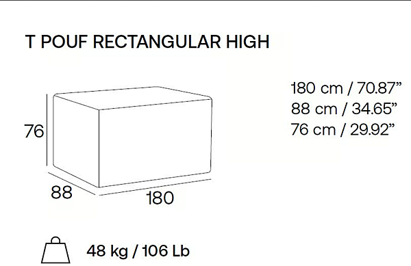 Pouf rectangulaire en tissu rembourré Adrenalina collection Pan T IMB1072129 usine ADRENALINA de l'Italie. Foto №6