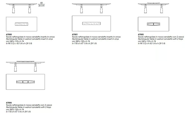 Table rectangulaire en bois Fang GIORGETTI 67000, 67001, 67005, 67006 usine GIORGETTI de l'Italie. Foto №6