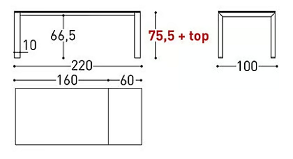 Table rectangulaire extensible en aluminium thermolaqué VARASCHIN Dolmen 1820, 1821, 1823, 1822, 1824 usine VARASCHIN de l'Italie. Foto №11