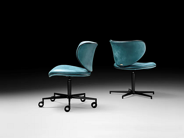 Chaise de bureau pivotante en cuir avec base à 5 branches Black Tie Kalida KAL10OF usine Black Tie de l'Italie. Foto №4