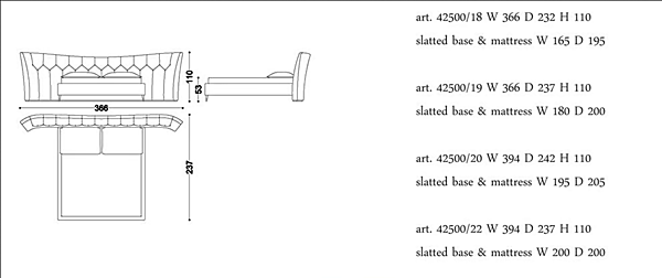 Lit double avec tête de lit capitonnée en tissu OPERA CONTEMPORARY ANGELO CAPPELLINI usine OPERA CONTEMPORARY de l'Italie. Foto №7