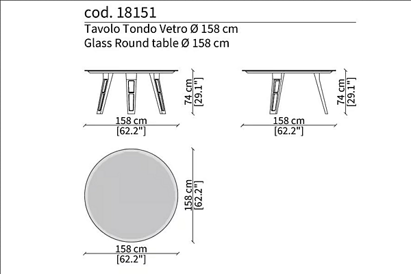 Table ronde en bois et verre Axel Frigerio usine Frigerio de l'Italie. Foto №6