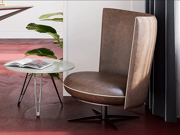 Fauteuil en cuir rembourré avec base à quatre branches Ice Breaker Liu Jo Living Collection IBK usine Liu Jo Living Collection de l'Italie. Foto №2