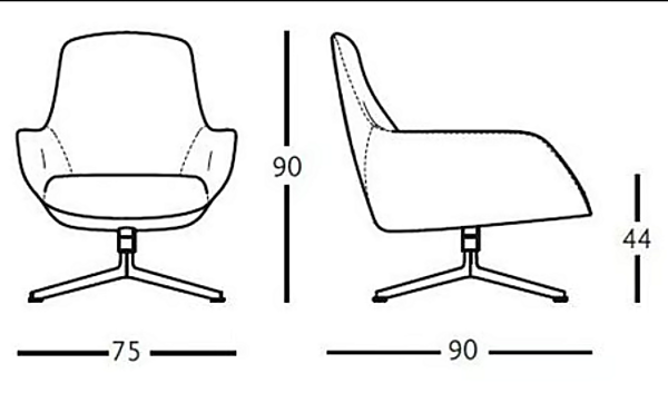 Fauteuil bergère pivotant avec base à 4 branches Kent 895 ZANOTTA usine ZANOTTA de l'Italie. Foto №2