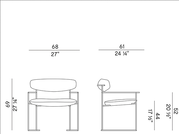 Fauteuil en métal avec accoudoirs et assise en tissu Potocco Keel 922 L 922/L usine POTOCCO de l'Italie. Foto №4