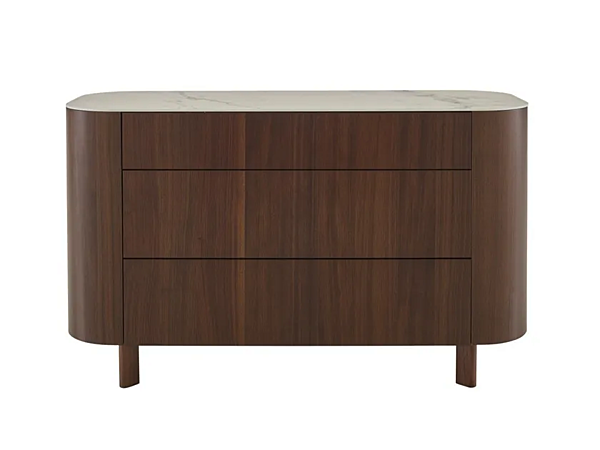 Commode en noyer avec plateau en grès effet marbre Parabole LIGNE ROSET usine LIGNE ROSET de l'Italie. Foto №1