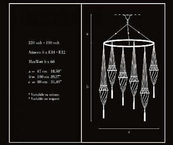 Lustre ARCHEO VENICE DESIGN 101 / 6C usine ARCHEO VENICE DESIGN de l'Italie. Foto №2