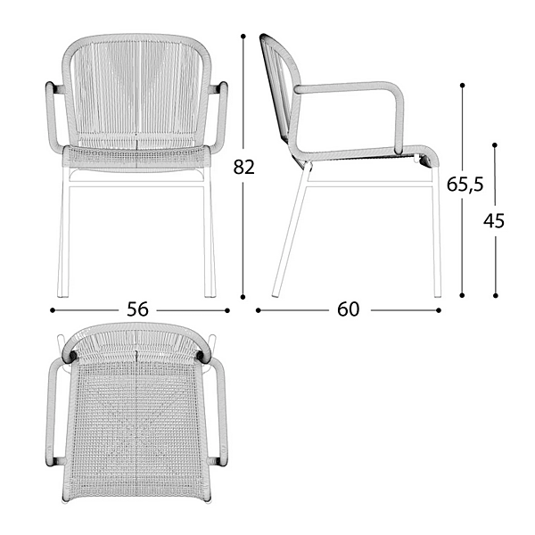 Chaise de jardin en fibre synthétique avec accoudoirs VARASCHIN Cricket 1480, 1480L usine VARASCHIN de l'Italie. Foto №4