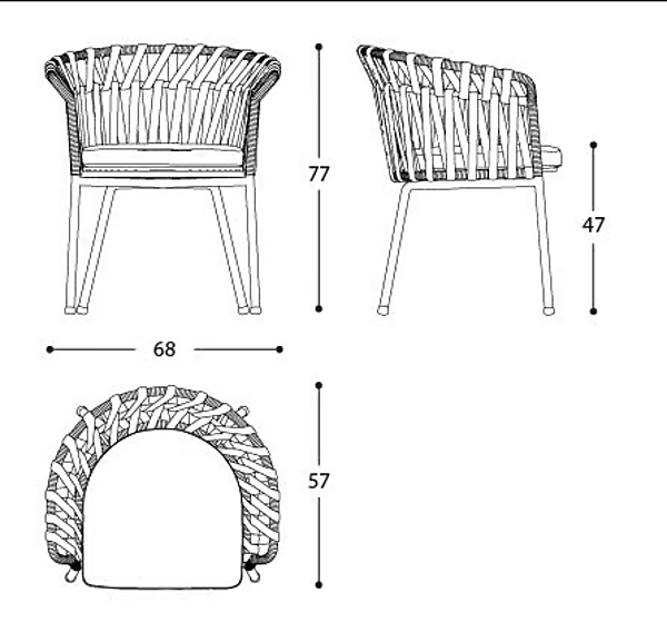 Chaise de jardin en aluminium thermolaqué avec accoudoirs Emma Cross VARASCHIN 24810/24811, 24810L/24811L usine VARASCHIN de l'Italie. Foto №33