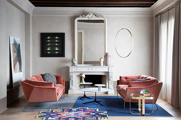 Canapé 3 places en tissu avec base patinée SABA New York Suite usine SABA de l'Italie. Foto №11