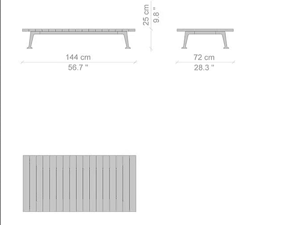Table basse rectangulaire en aluminium et bois CASSINA 239 FENC E NATURE usine CASSINA de l'Italie. Foto №6