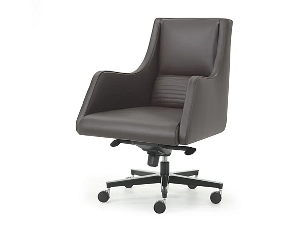Chaise de direction pivotante en cuir avec roulettes IBIS I 4 Mariani usine i 4 Mariani de l'Italie. Foto №1
