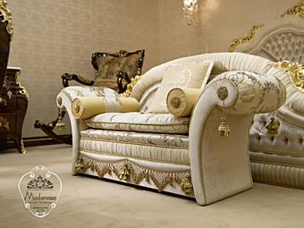 Banc en tissu rembourré Modenese Luxury Interiors 15518 usine MODENESE GASTONE de l'Italie