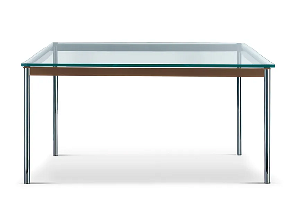 Table rectangulaire en verre et acier CASSINA 10 Table en Tube 010 usine CASSINA de l'Italie. Foto №1