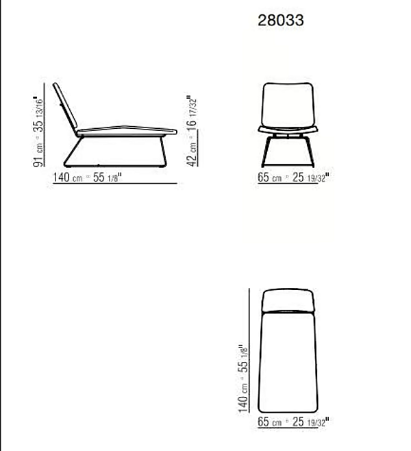 Chaise longue en cuir tanné FLEXFORM Echoes S H usine FLEXFORM de l'Italie. Foto №2