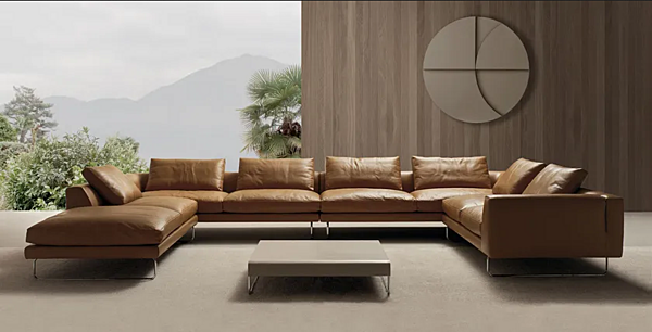 Table basse en cuir tanné et acier I 4 Mariani ADD LOOK usine i 4 Mariani de l'Italie. Foto №5