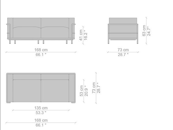 Canapé 2 places en tissu CASSINA Grand Confort Grand Modèle 003 usine CASSINA de l'Italie. Foto №4