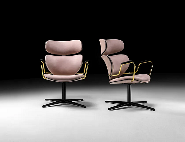 Chaise pivotante en nubuck avec accoudoirs Black Tie ASIA ASI10SW usine Black Tie de l'Italie. Foto №2