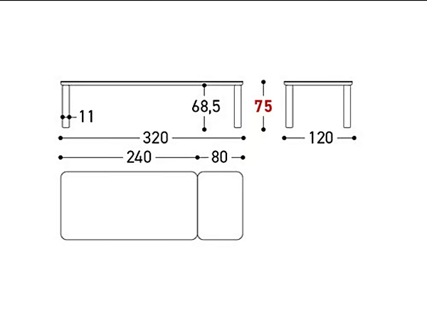 Table de jardin extensible en aluminium avec plateau en céramique ou HPL VARASCHIN collection CUSTOMADE usine VARASCHIN de l'Italie. Foto №5